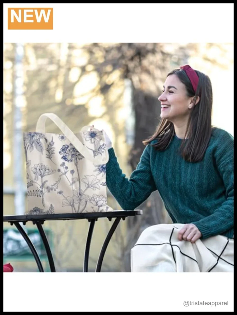 Floral Printed Canvas Tote Bag Reusable Grocery Shopping Bag